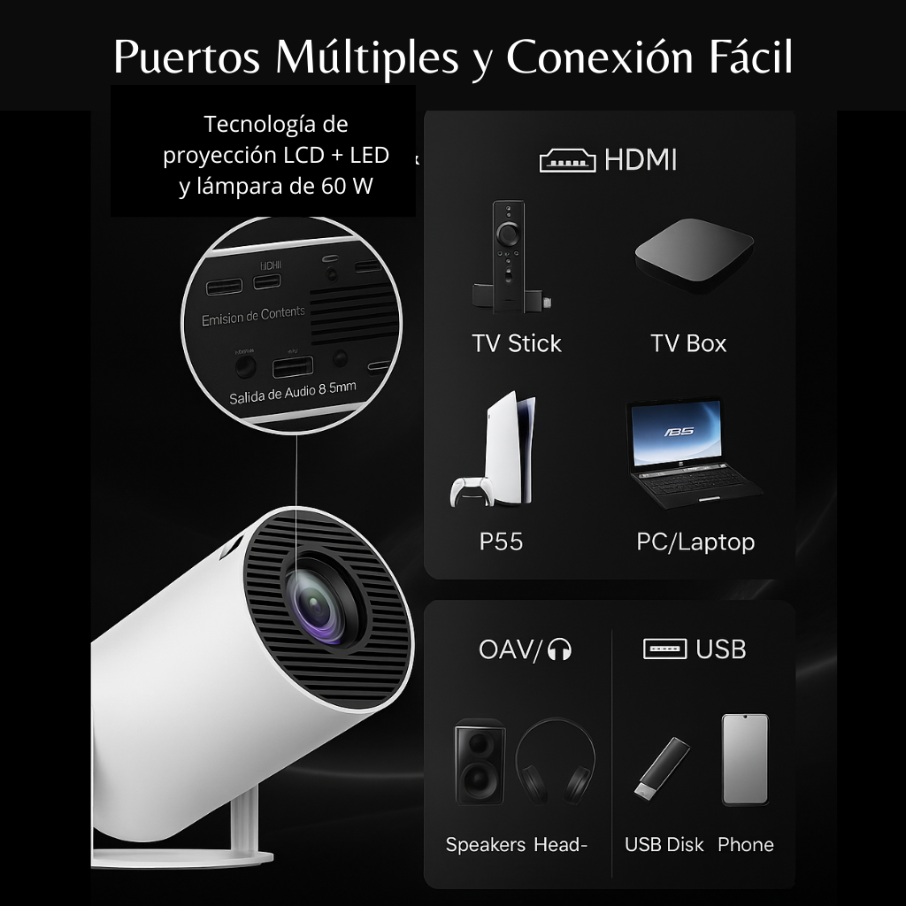 Proyector portátil ultra HD 4K