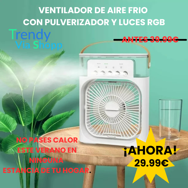 NebulaCool...  RGB VENTILADOR AIRE FRIO CON NEBULIZADOR Y LUCES RGB