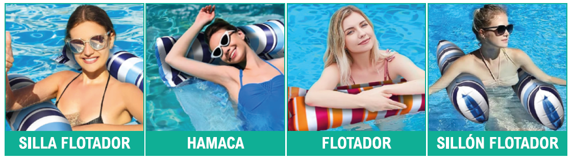 GO FLOTA HAMACA HINCHABLE PARA PISCINA Y PLAYA 2X1